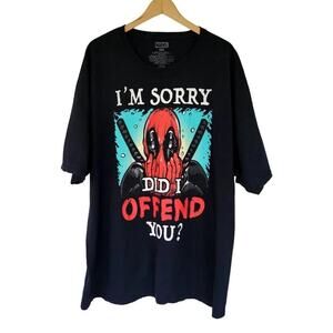 Marvel Deadpool Graphic Design Cotton T Shirt Mens Size 3XL Black Cotton